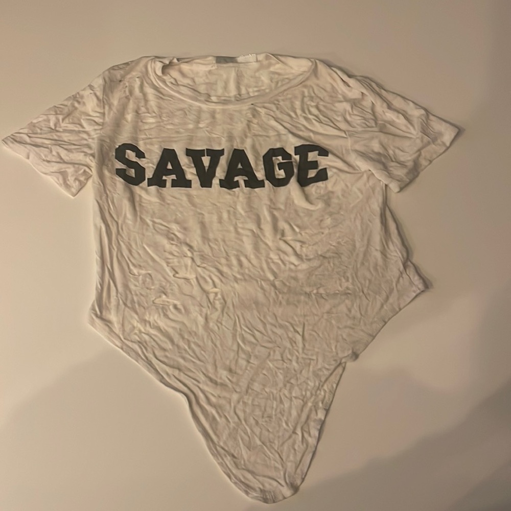 Jasmine, White Medium T-Shirt with stylish ripped holes at the bottom